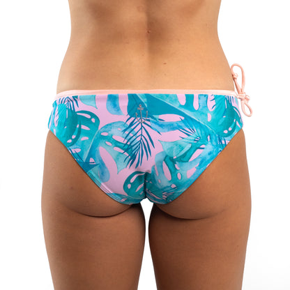 Zealous Clothing Basic surf bikini bottoms monstera reversible pastel pink